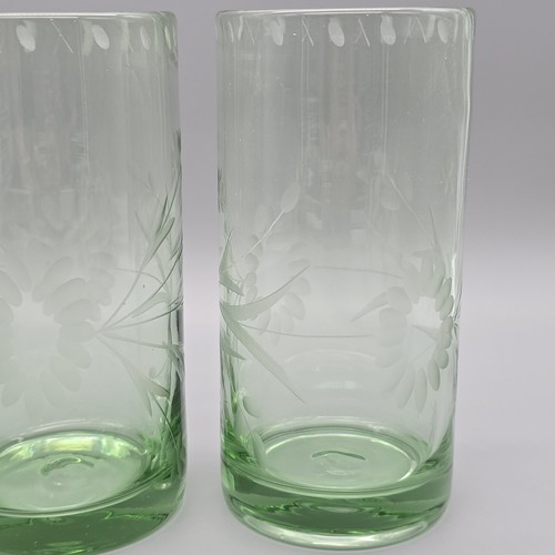 Set 3 Bicchieri Bobby Flay Verde Highball Vetro Inciso Floreale - Foto 8 di 11