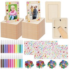 18 Pack Picture Frame Painting Craft Kit Wooden Picture Frames for 4 x 6 Phot...
