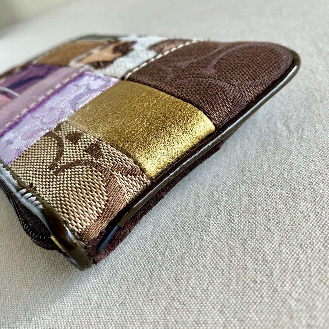 COACH Suede Patchwork Handbag Accessory Pouch Aut… - image 8