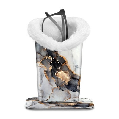 Eyeglasses Holder,Plush Lined PU Leather Pattern Stand Case with Magnetic Base