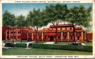 Hiram Walker Distillery 1937 Walkerville Ontario Canada WB Postcard XG3