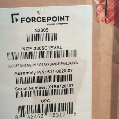 Forcepoint NGFW 3305 Firewall Appliance Evaluation NGF-3305C1EVAL 611-0020-07