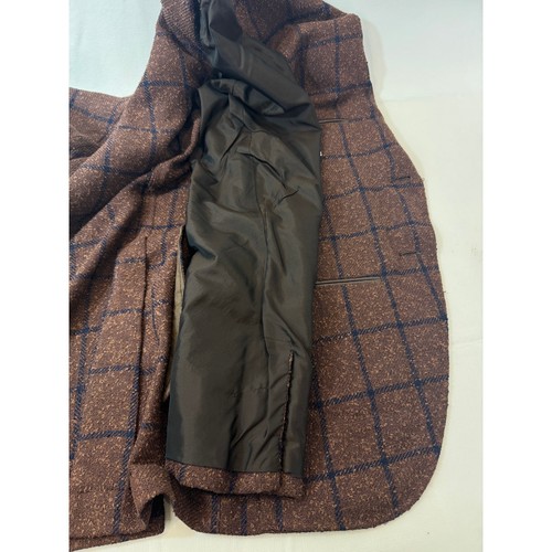 Caruso Aida Unstructured Blazer 50 40 US Brown Navy Check Linen Blend Tweed - Picture 15 of 17