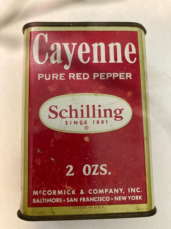 1950 Cayenne Pepper Tin with Contents