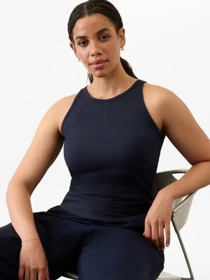 Athleta S SMALL Signature Rib Tank Top Navy Shirt Racerback Active Fitness NWT