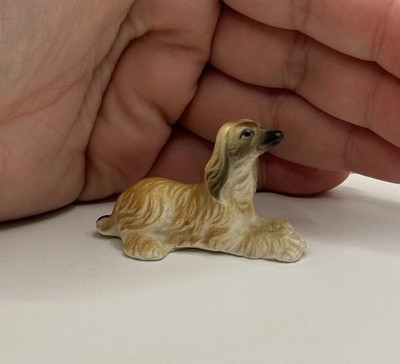 Vintage MCM Bone China Miniature Afghan Hound Dog Figurine Aninal Trinket