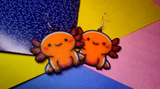 Axolotl Earrings, 3D Printed Kawaii Amphibian Dangles