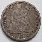 1875-CC Seated Liberty Silver Dime VG, Carson City MM above bow 10C coin