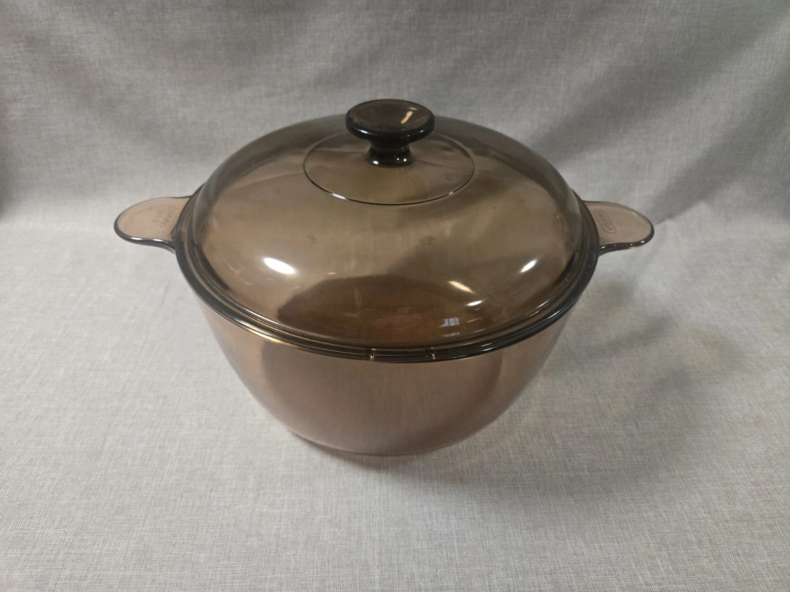 Vintage Pyrex Vision Corning Ware Amber 4.5L 5 Qt. Stock Pot W/ Pyrex Lid