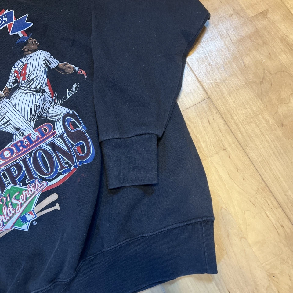 Suéter de Colección Para Hombres Nuez moscada XL MN Twins 1991 Negro Kirby Foto 4 de 4