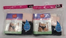 Lot of 2 Hanes Women's 100 Cotton 2-Pack Value Bikini Black/Pink Size 5/S