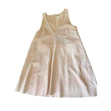 Free People Dress Peachy Tan Suede V-Neck Mini A-Line Sleeveless Leather Pockets