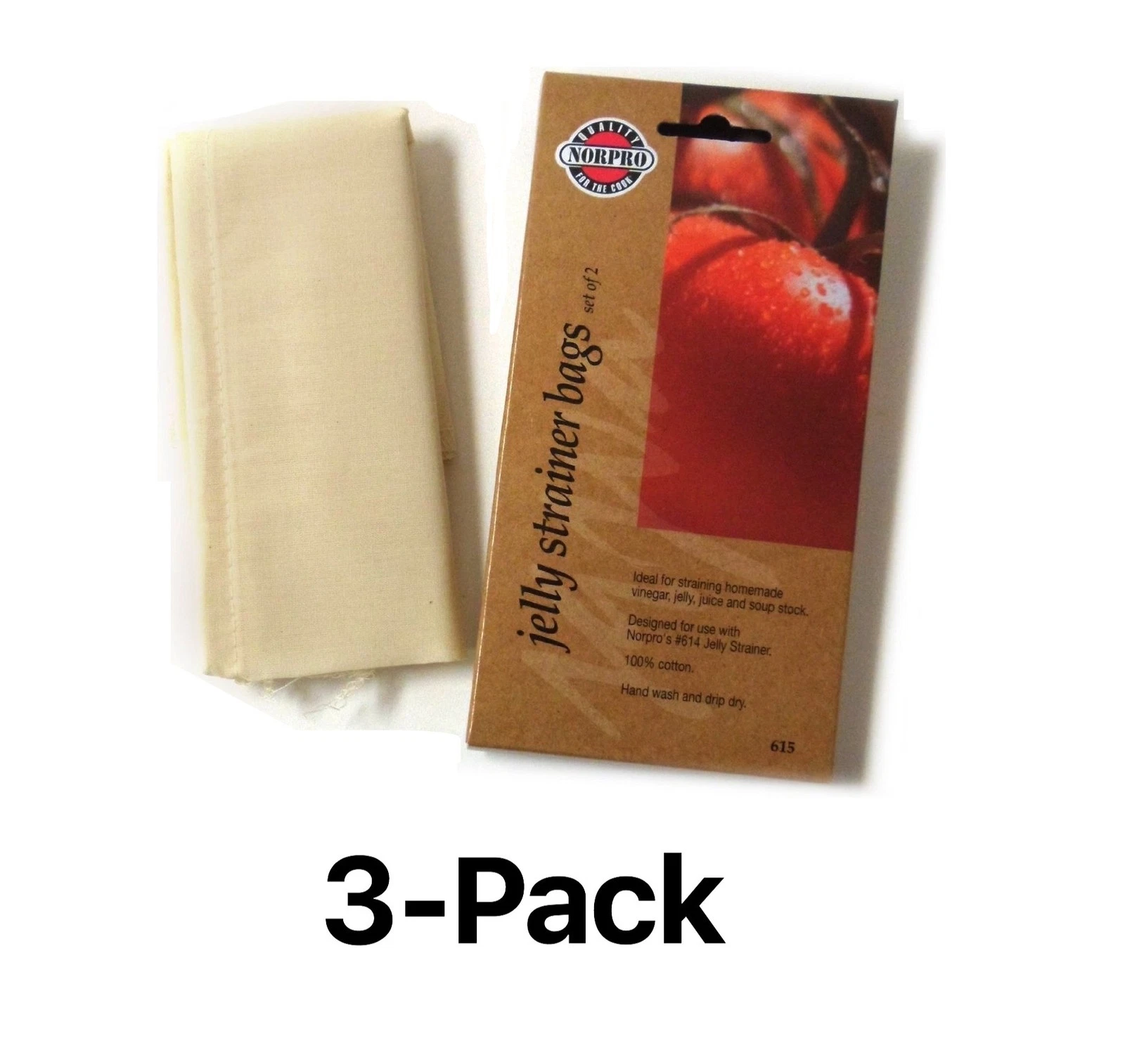 Norpro Set of 2 Cotton/Polyester Mix Jelly Strainer Bags (3-Pack)