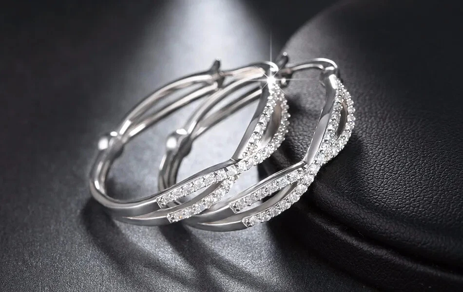 Infinity Cubic Zirconia Large Hoop Earrings - Image 2 of 4
