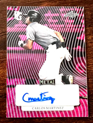 CARLOS MARTINEZ 2023 LEAF PG PRISMATIC PINK AUTOGRAPH # 2/7 CHIPOLA COLLEGE