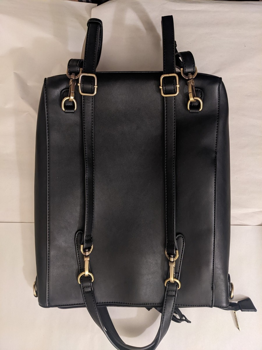 ECOSUSI Womens Leather Tote Bag Convertible Backpack Black Vegan