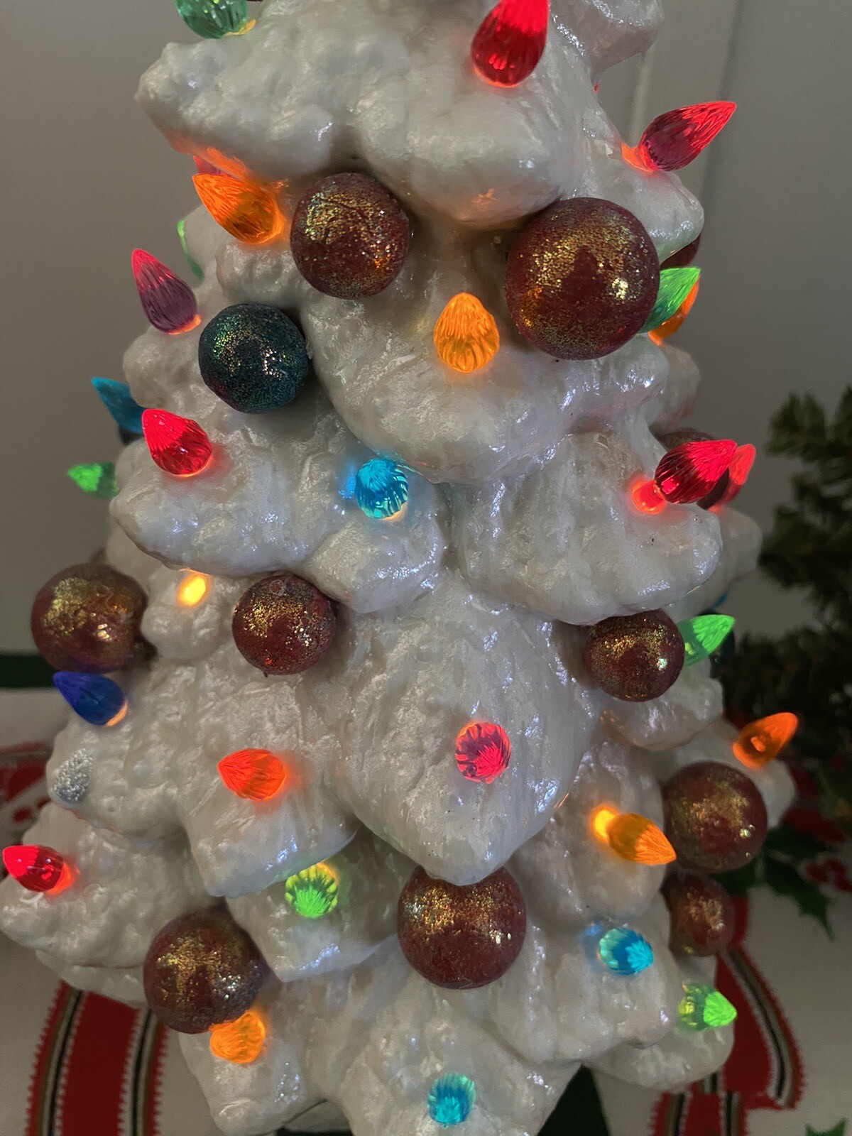 Vintage Ceramic Christmas Tree White 11.5 in With Base eBay