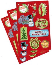 3 sheets CHRISTMAS Xmas Stickers Happy Holidays Winter Wonderland Santa Tree