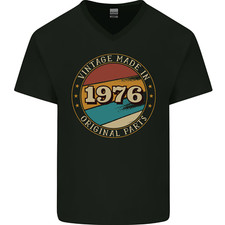 50th Birthday Vintage Made In 1976 Mens V-Neck Cotton T-Shirt