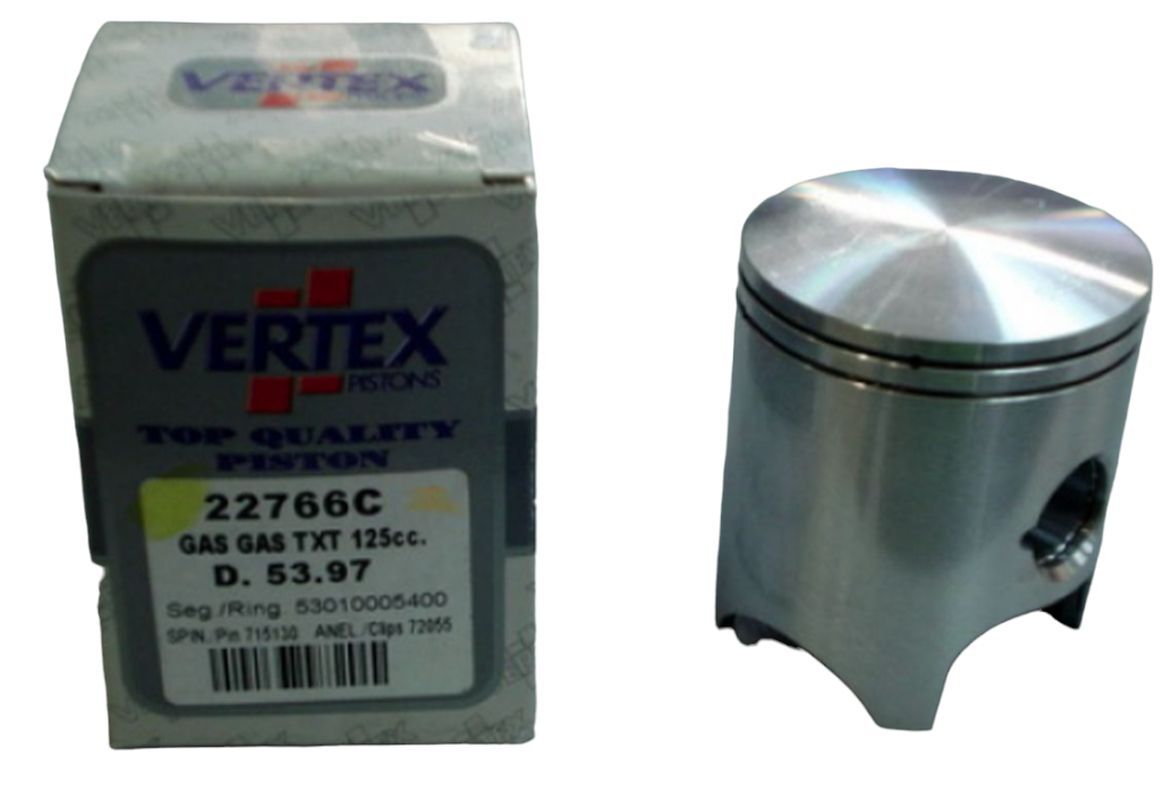 Piston VERTEX 53.96mm avec anneaux 530 pour Gas Gas 125 TXT 2002-2021