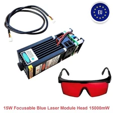 15W Focusable Blue Laser Module Head 15000mW For CNC Engraving Cutter Machine