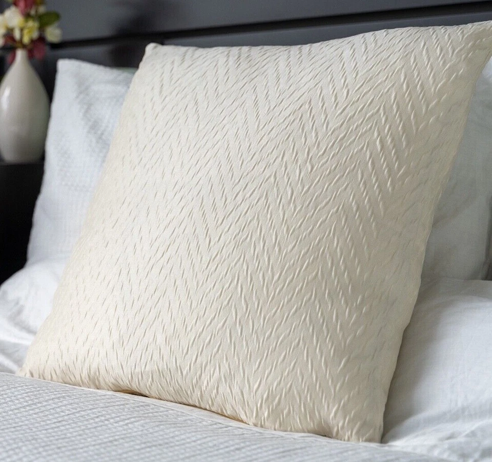 Cushion Covers Cream Herringbone Embossed Fabric Upholstry 18x18" / 45x45cm - Image 2 of 4