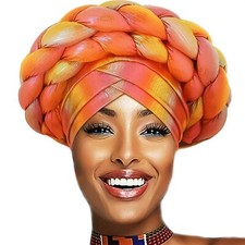 Woeoe Beanie Cap Head Wrap Double Braid Pre-Tied Head Scarf Twisted Stretchy ...