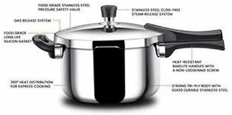 Stahl Triply Stainless Steel Xpress 1 Liter Pressure Cooker Outer