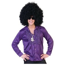 70's-80's Disco Shirt Men's Ruffled Tux Style Polyester Shirt In Asso Colors