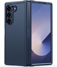 for Galaxy Z Fold 6 5G Blue Case Original Liquid Silicone Soft Gel Rubber Bumper