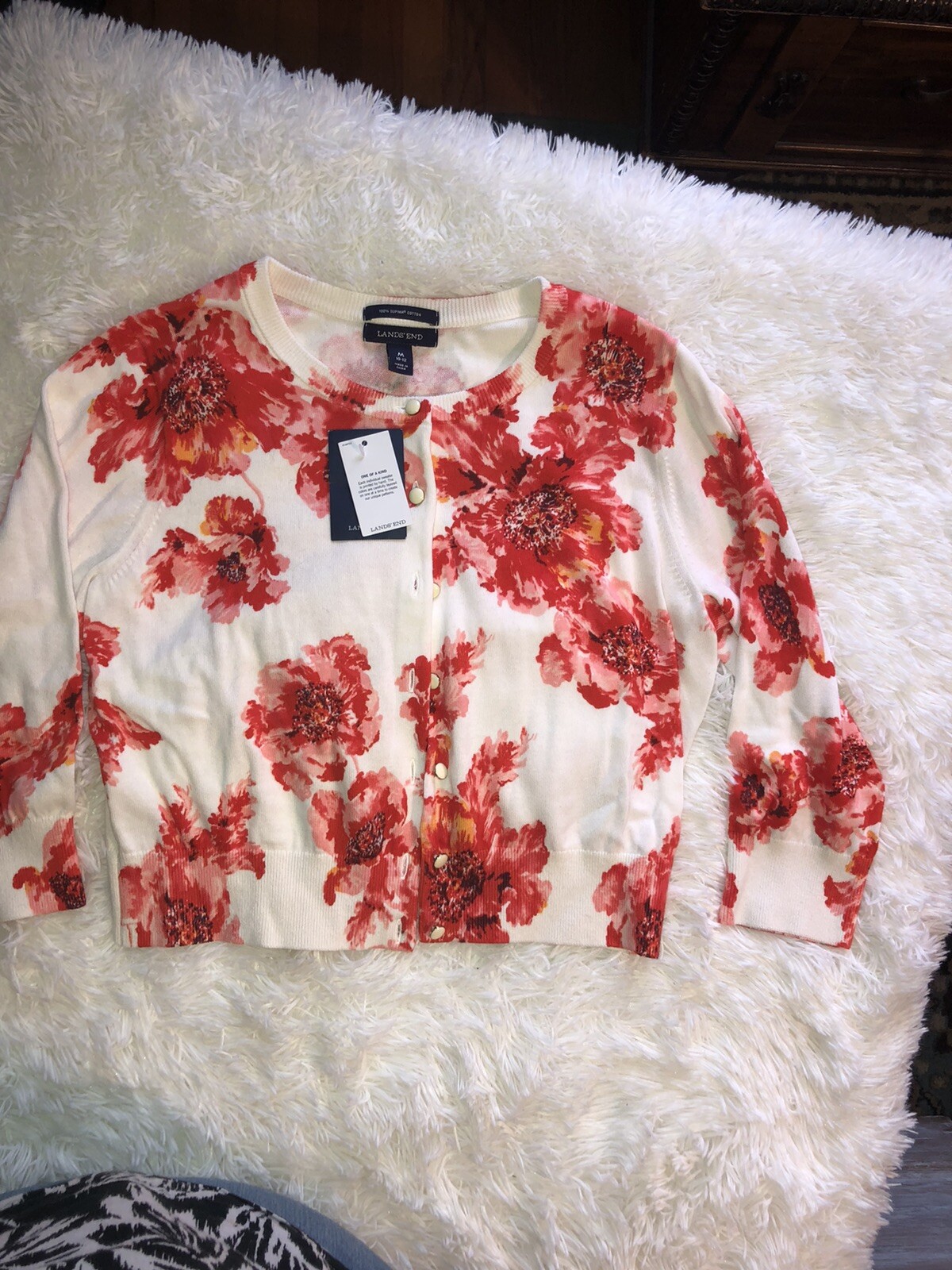 lands end cropped cardigan size m. nwt 100%cotton J6 | eBay