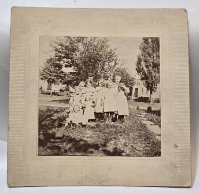 Group Kids Boys Girls Boots Dress Mansfield Ohio Area Antique Photo Cabinet Card