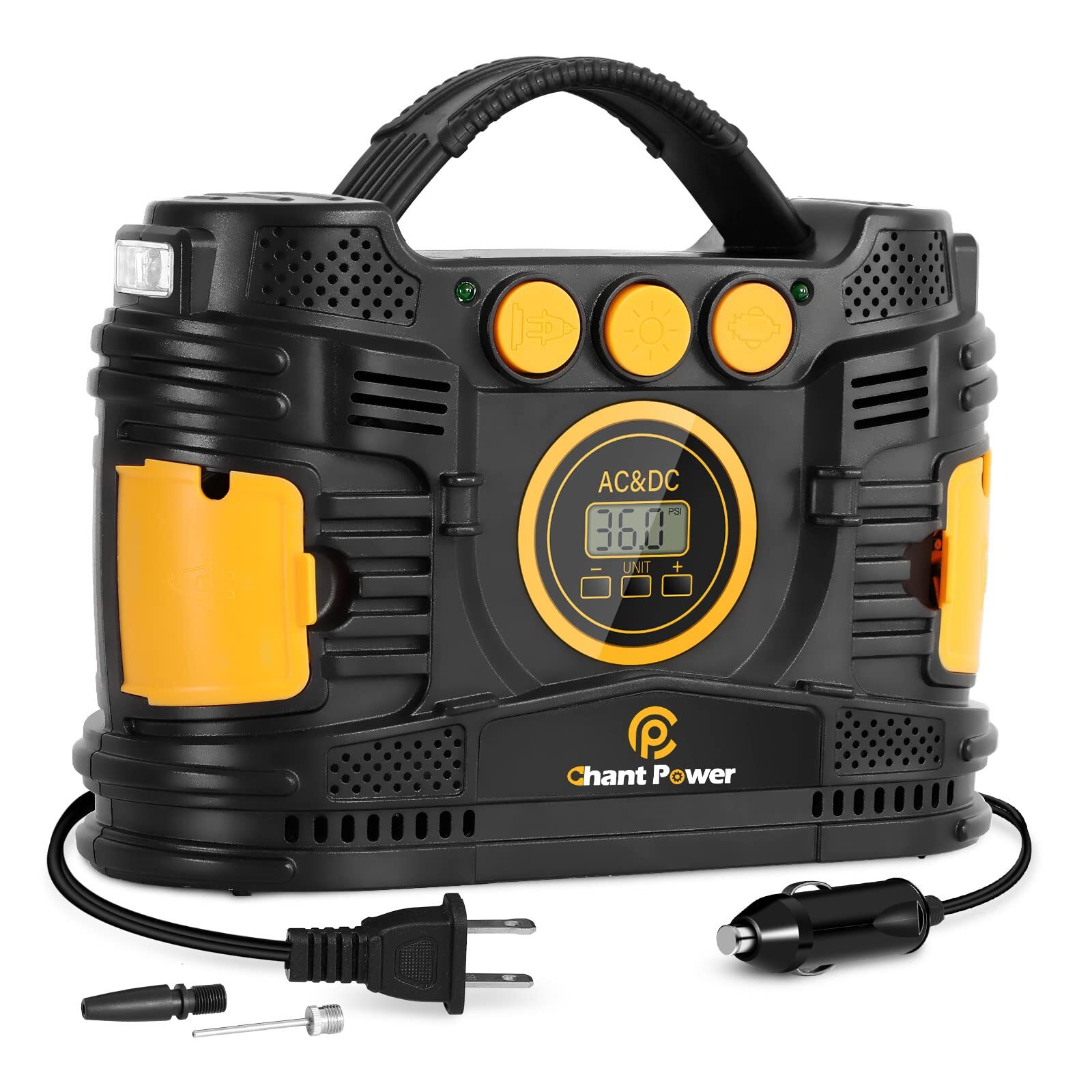 Air Compressor Tire Inflator, Portable 12V DC/120V AC Tire Pump Maximum120 PS...