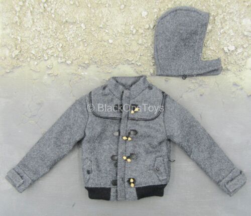 Ropa de juguete a escala 1/6 para clima frío - Chaqueta gris parecida a lana con capucha desmontable - Imagen 1 de 7