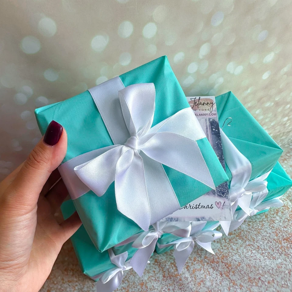 Gift Box Ornament Turquoise Christmas Shabby Chic Christmas Tree Decor Present  - Image 3 of 3