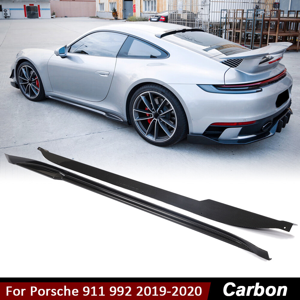 For Porsche 911 992 2019-2020 REAL CARBON FIBER Side Skirt Extension Lip Spoiler