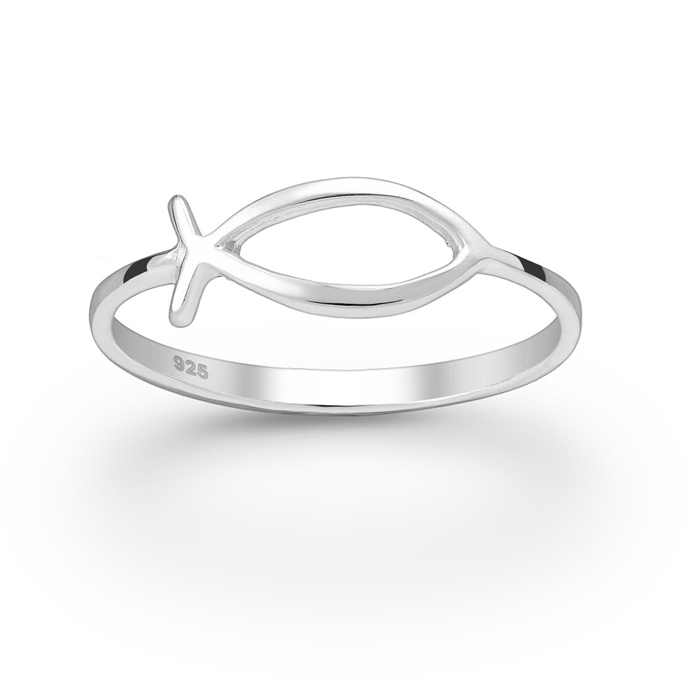 Fisch Ichthys Ring Sterling Silber 925 Christen Erkennungszeichen Konfirmation