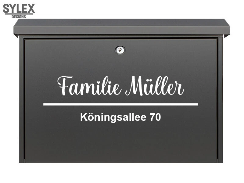 SYLEXDESIGNS Briefkasten Aufkleber Namensschild mit Name Straße und Hausnummer Mehrere Größen