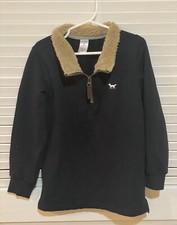 Carters Boys 7 Pullover Half Zip Cotton Blend Fleece Sweatshirt Black Unisex EUC