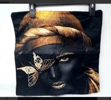 Ysahome Mod Art Decor Digital Print Pillow/ Cushion Cover Black & Gold Woman X4