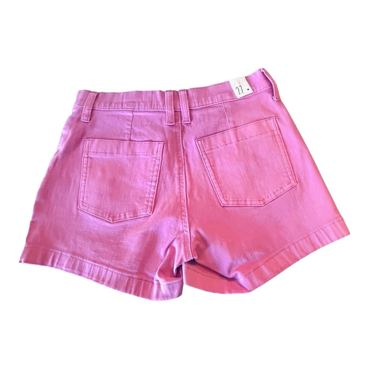 Cosmic Blue Love Mid Rise Denim SHORT Women 27/4 Pink Camelia Rose Pocket  NWOT