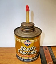 VINTAGE SKELLY SUPREME 4oz HOUSHOLD OIL CAN / TIN - Empty