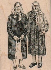 Two Senior Ladies 2 1/4 x 3" Rubber Stamp, Women Stamp, People Stamp