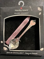 Baby’s First Christmas Silver Spoon 2010 Ornament W Pink Crystals Harvey Lewis