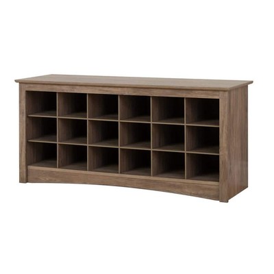 Prepac Cubbie Shoe Storage Organizer Bench 48''x24''x16'' Composite Drifted Gray