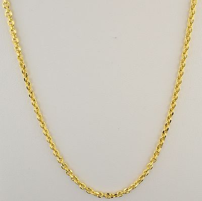 10K YELLOW GOLD 2.9mm ROUND D/C CABLE LINK PENDANT CHAIN NECKLACE
