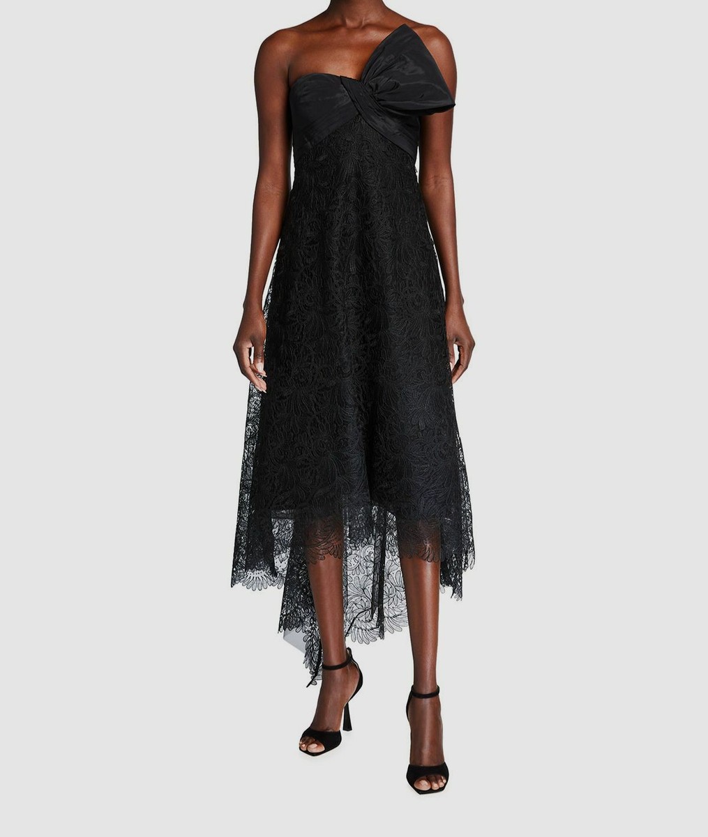 knee length dresses for ladies Cotton Lace Off the Shoulder High Low Dress main image 0