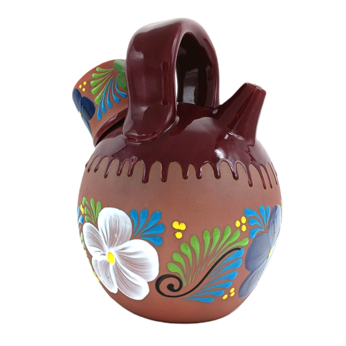 Mexican Pottery Water Crock w Cup Drip Glaze Ceramic Decanter Pitcher Dish Lg - Picture 7 of 8