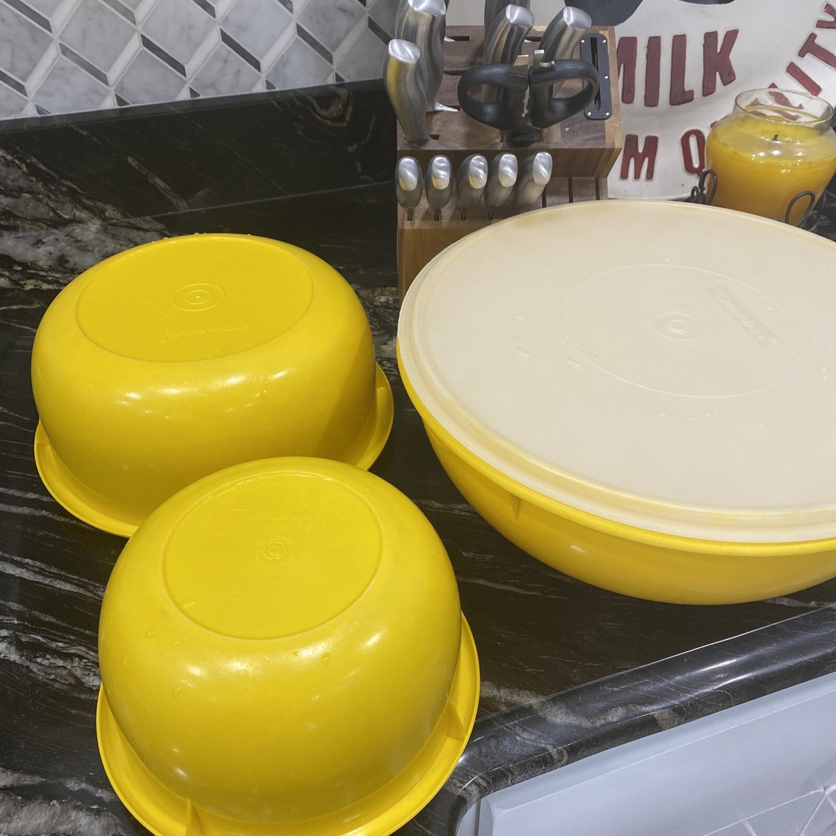Set Of 3 Vintage Tupperware Bowls with Lid Fix-N-Mix Sunshine