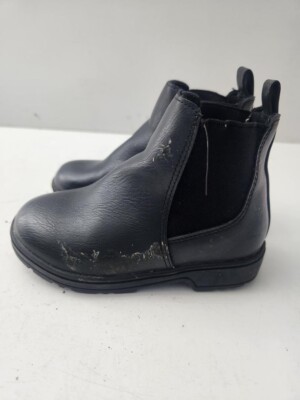Primark Kinder Mädchen Schwarz Leder Chelsea Stiefeletten Schuhe UK 7 EUR 24 -A144